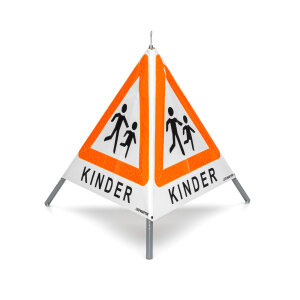 Faltsignal mit Warnsymbol VZ 136 - 70cm - KINDER - reflektierendes Warndreieck